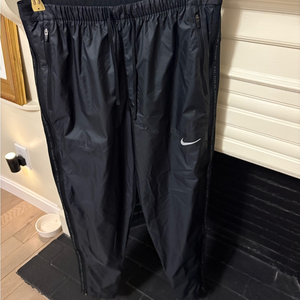 Nike Shield Black Windbreaker Jacket with White Swoosh